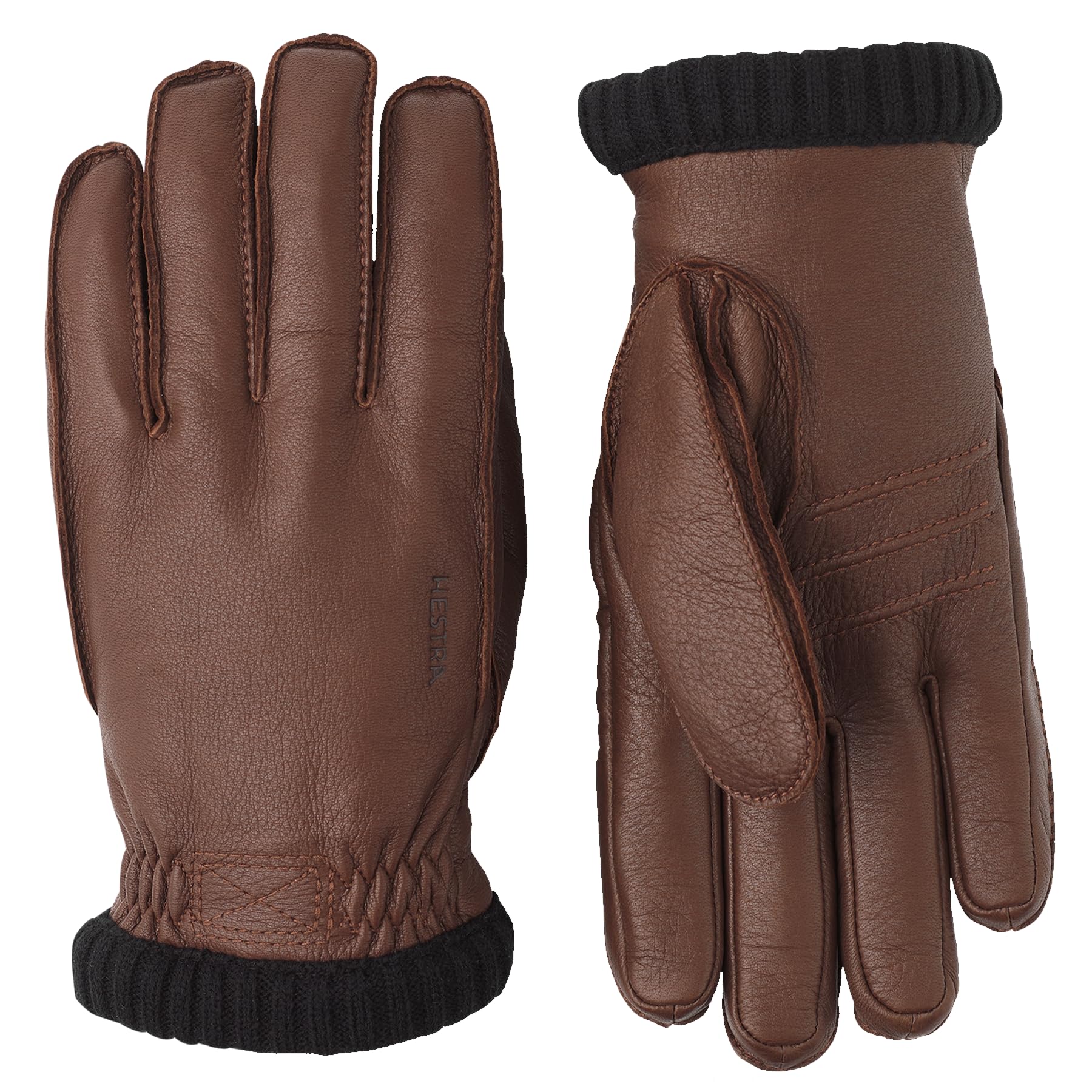 Hestra Deerskin Primaloft Rib Gloves Men - full-fingered with lining Winter Autumn-Winter - 7 HS dark brown