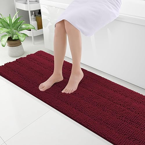 Miniatura 108 de Grandaily - Alfombras de baño de felpilla a rayas, extragruesas y absorbentes, antideslizantes, con fibras largas y suaves, lavables a máquina, para