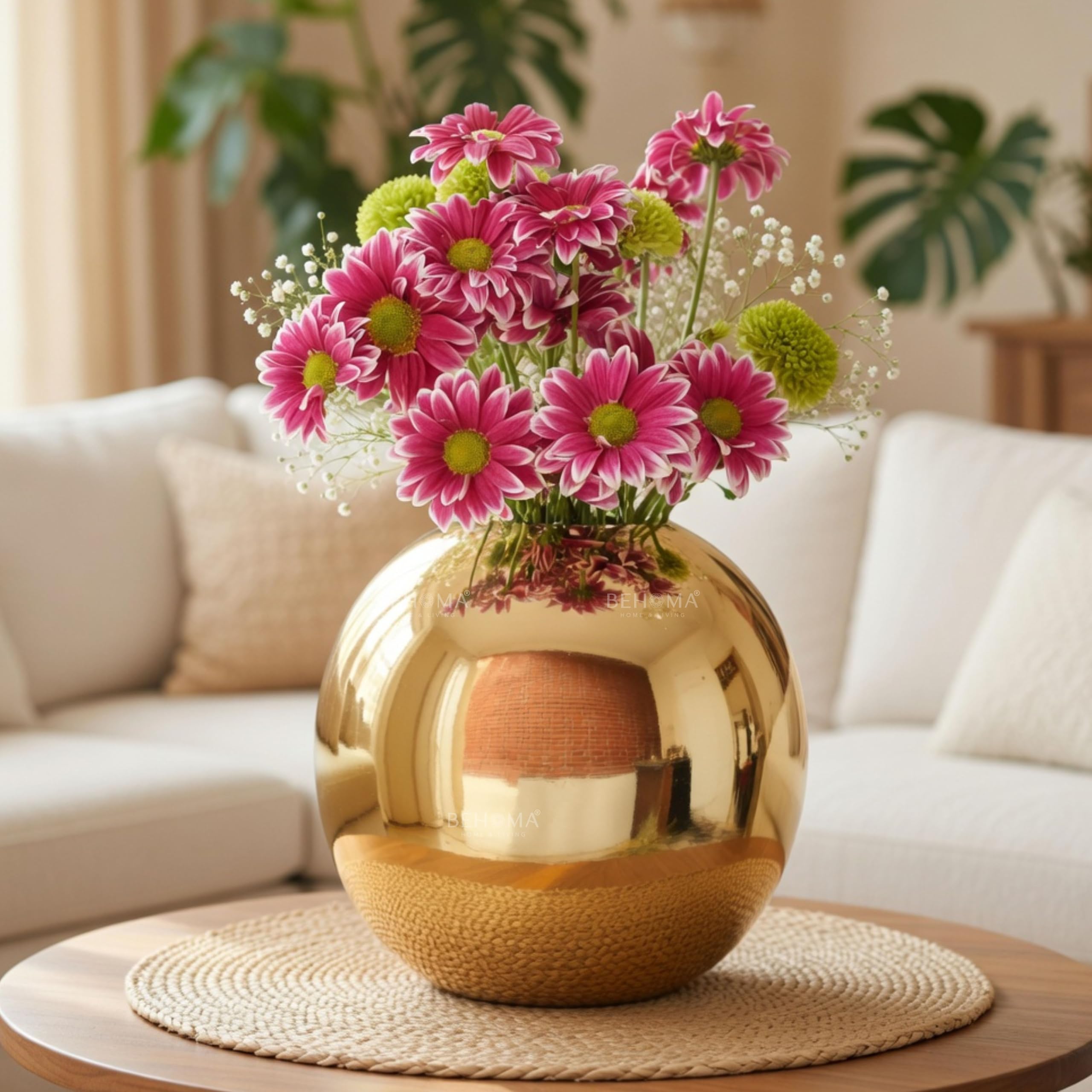Gold Ball Vases - Set of 2 for Home Decor -14 Gold Ball Vases - Set of 2 for Home Decor -14