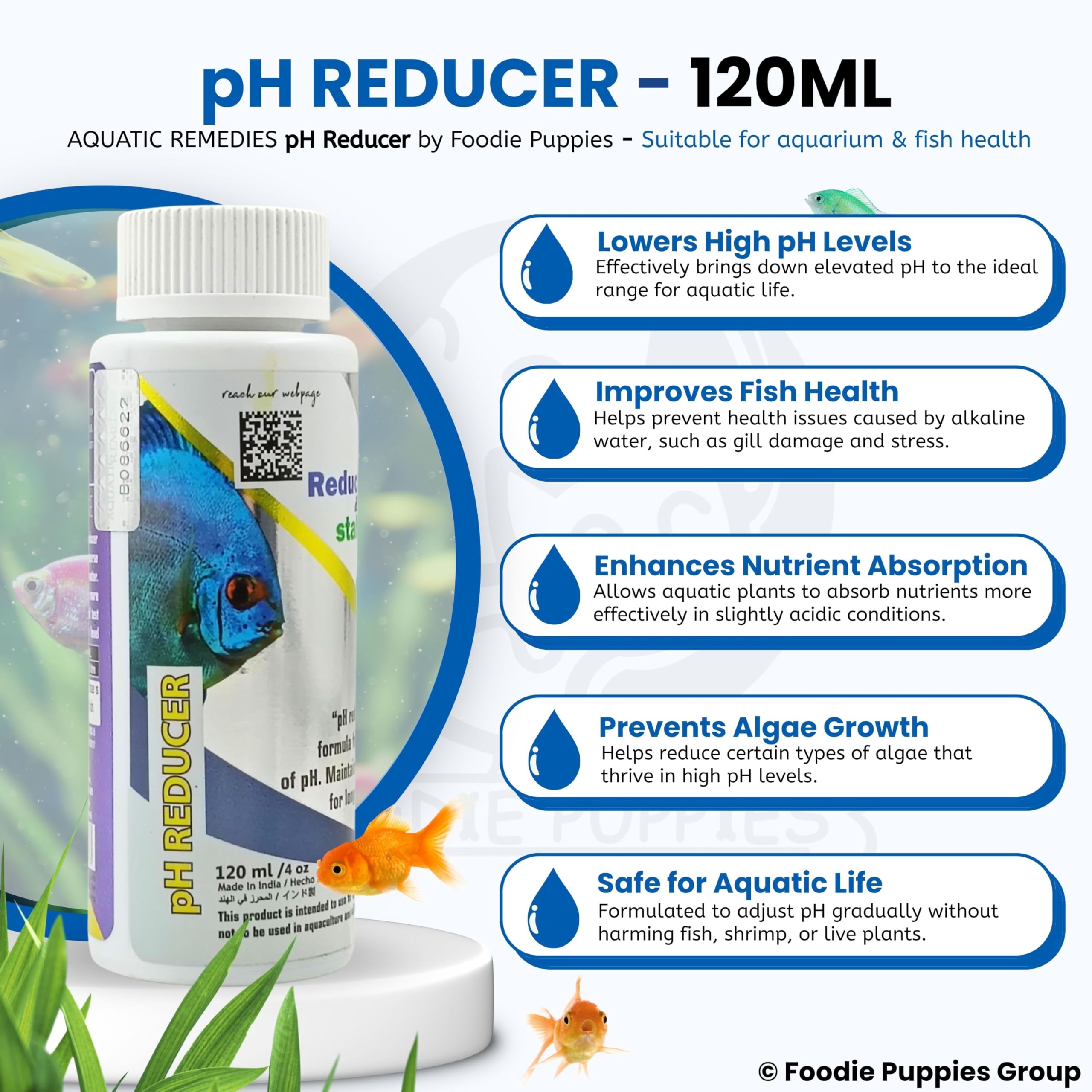 Foodie Puppies Aquatic Remedies PH Reducer Aquarium Water Conditioner, 100ml (Pack of 1) 1