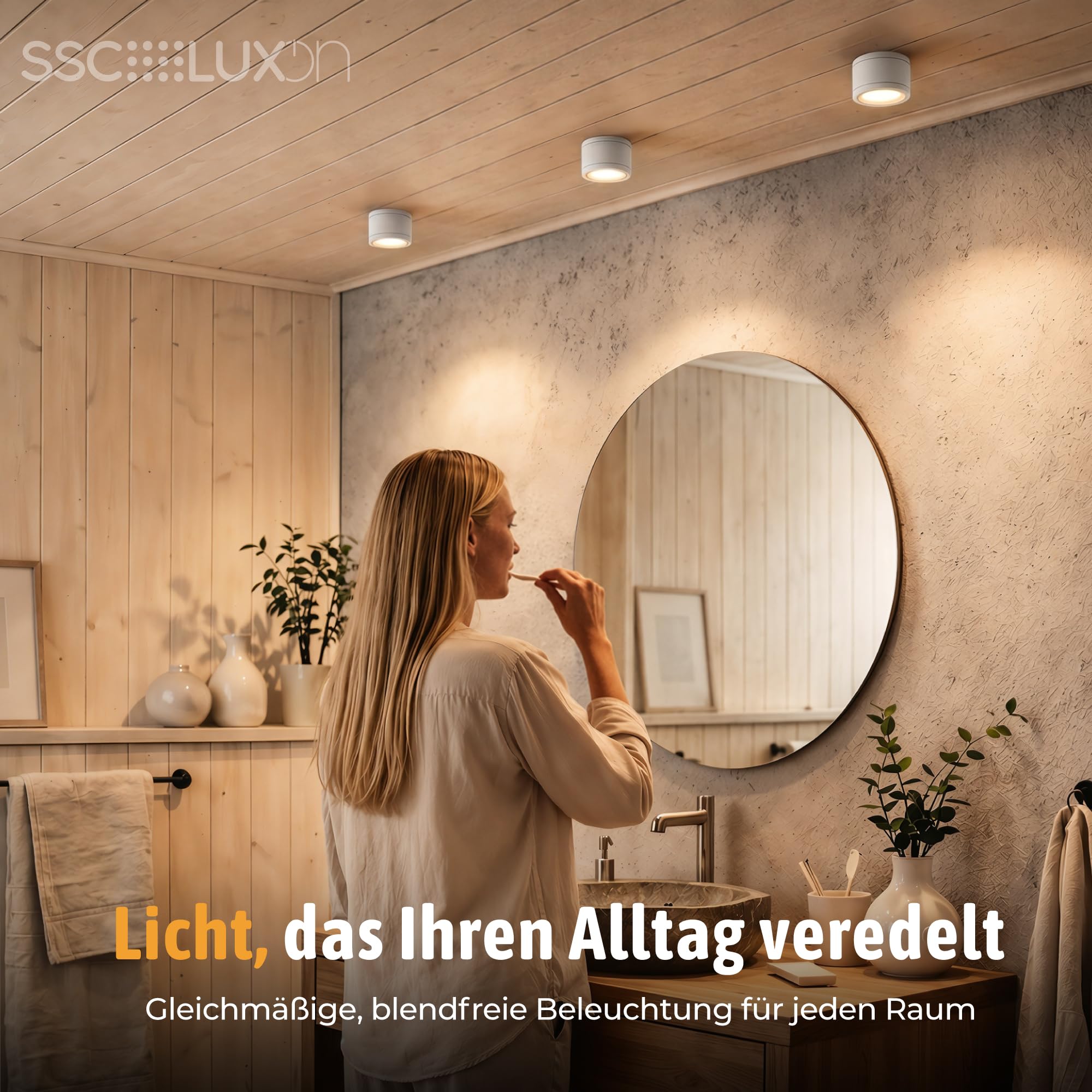 SSC-LUXon 4 Stück CELI-WX Aufbauspots flach IP44 für Außen & Bad mit GX53 LED wechselbar 3W warmweiß - Aufbaustrahler weiß 230V