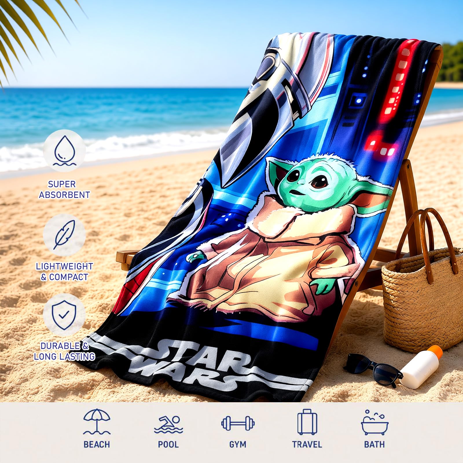 Amazon.com: Star Wars Mandalorian Bath Pool Beach Towel Set - 40