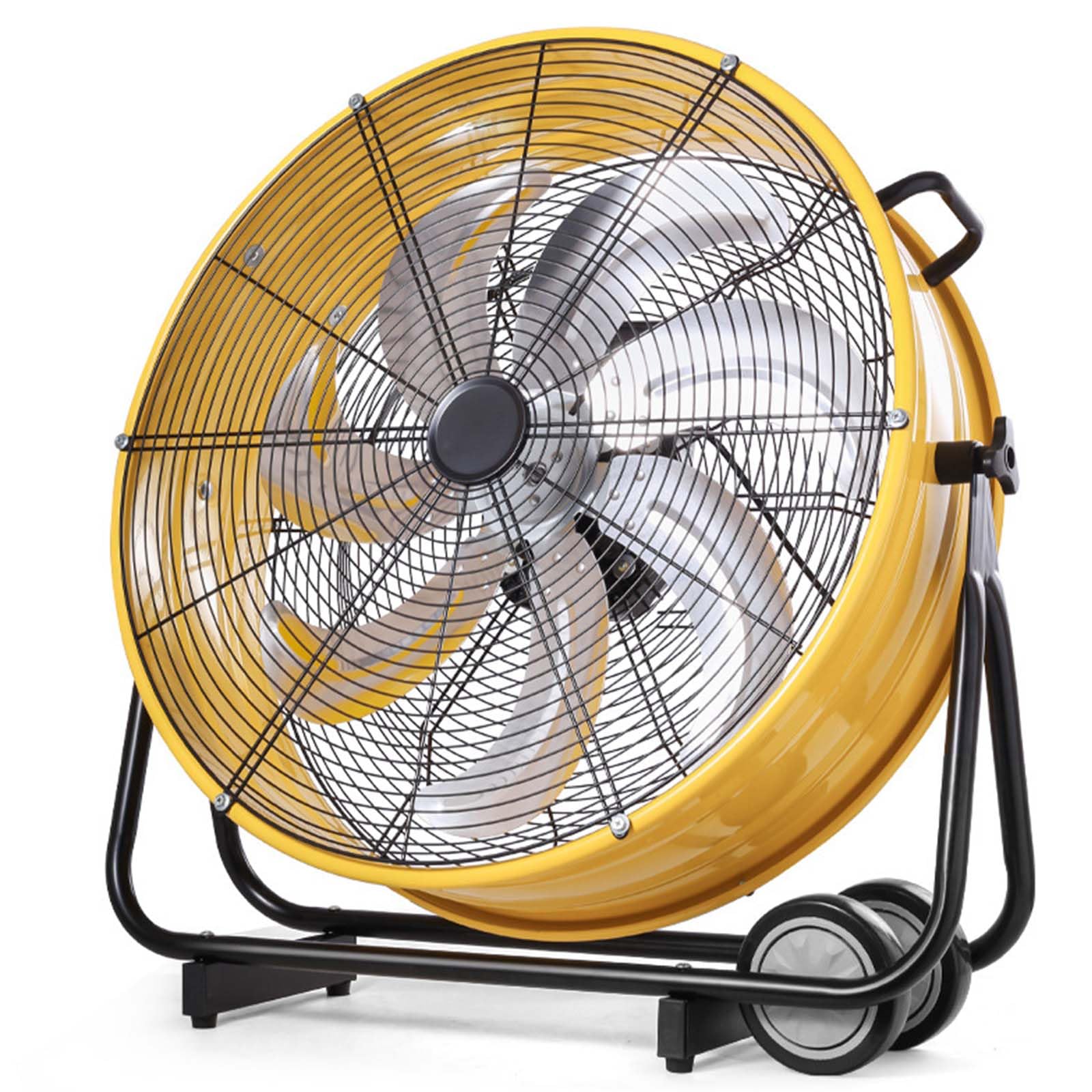 Ventilador de suelo industrial, alta velocidad, 3 velocidades, metal resistente con inclinación ajustable de 180° para garaje, almacén y patios