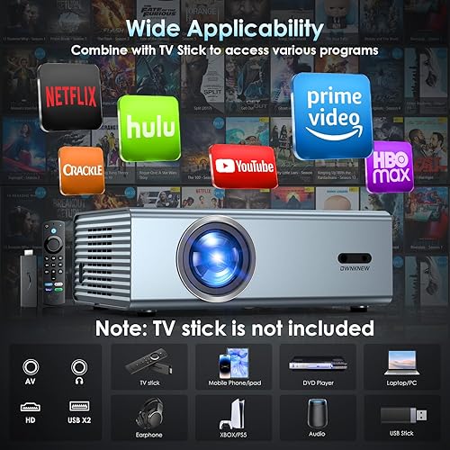 Miniatura 3 de Enfoque eléctrico Proyector de soporte 4K con WiFi6 y Bluetooth 5.3, proyectores exteriores para uso de video exterior, proyector de película