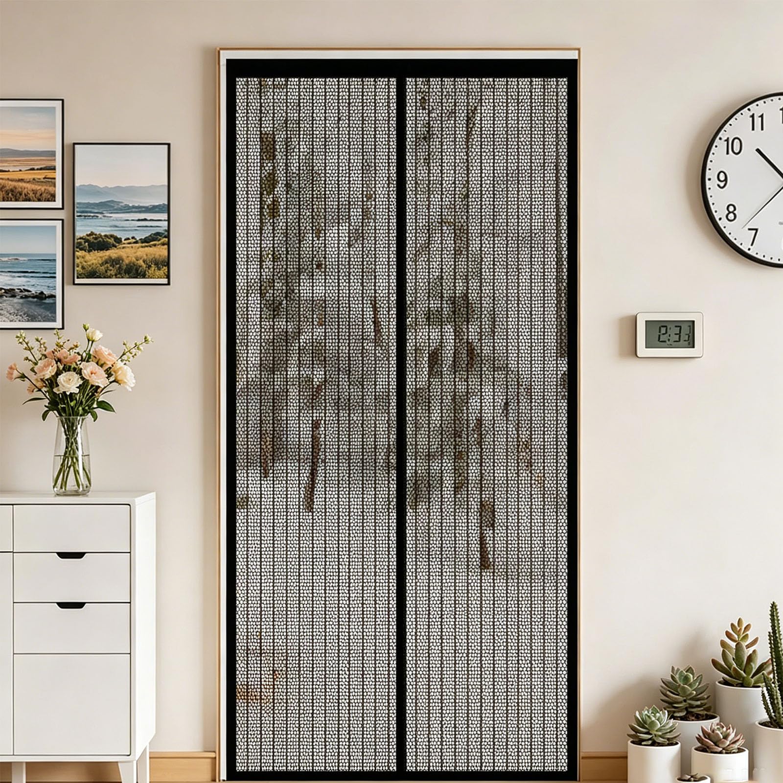 Honqgao Black Magnetic Fly Screen Door 96 X 198 Cm Heavy Duty Door Screen No Drill Installation For Keeping Out Flies & Bug,