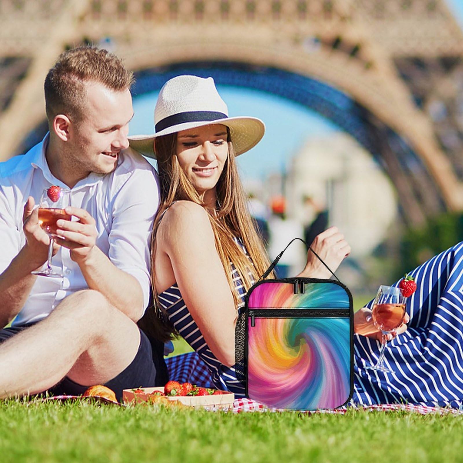 Borsa termica per il pranzo con motivo arcobaleno, per donne e