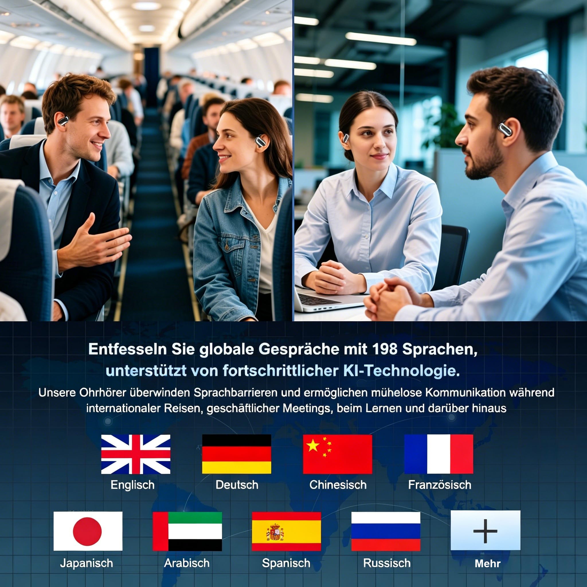 EUQQ KI Übersetzer Kopfhörer Echtzeit 198 Sprachen