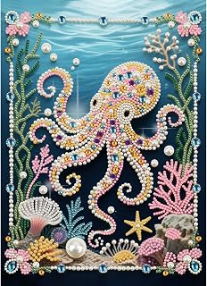 WSLWXSHM Pearl Diamond Painting Kits for Adults Octopus, 5D Special Shape Diamond Art Kits for Beginners, Crystal Rhinestones Diamond Painting for Home Wall Decoration Gift 12×16inch/30×40cm
