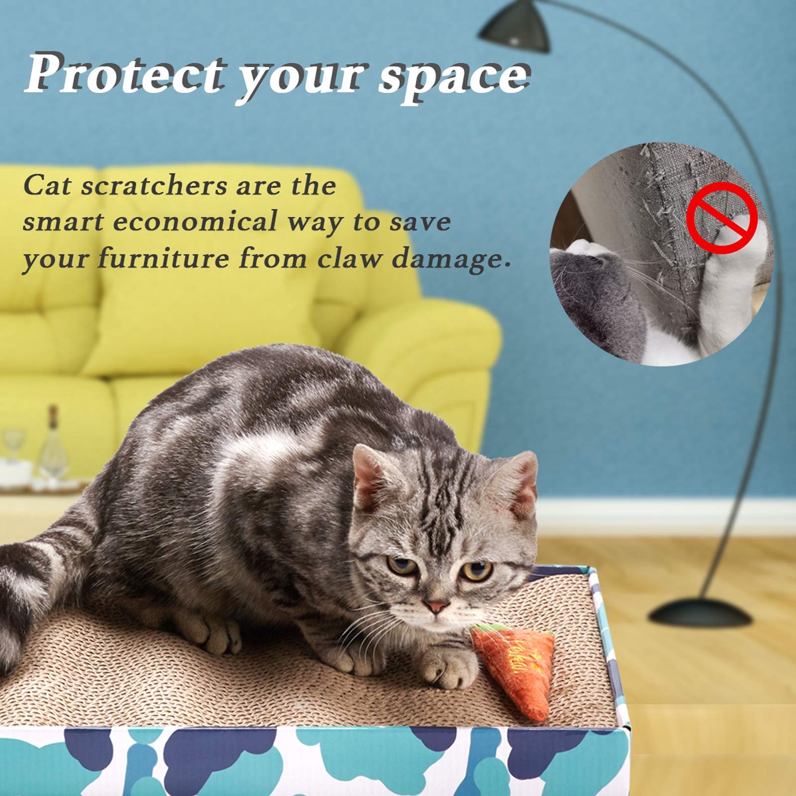 PEEKAB Rascador de cartón reversible para gatos, tabla de rascar corrugada para gatitos, cama con hierba gatera incluida (3 unidades, XXL)