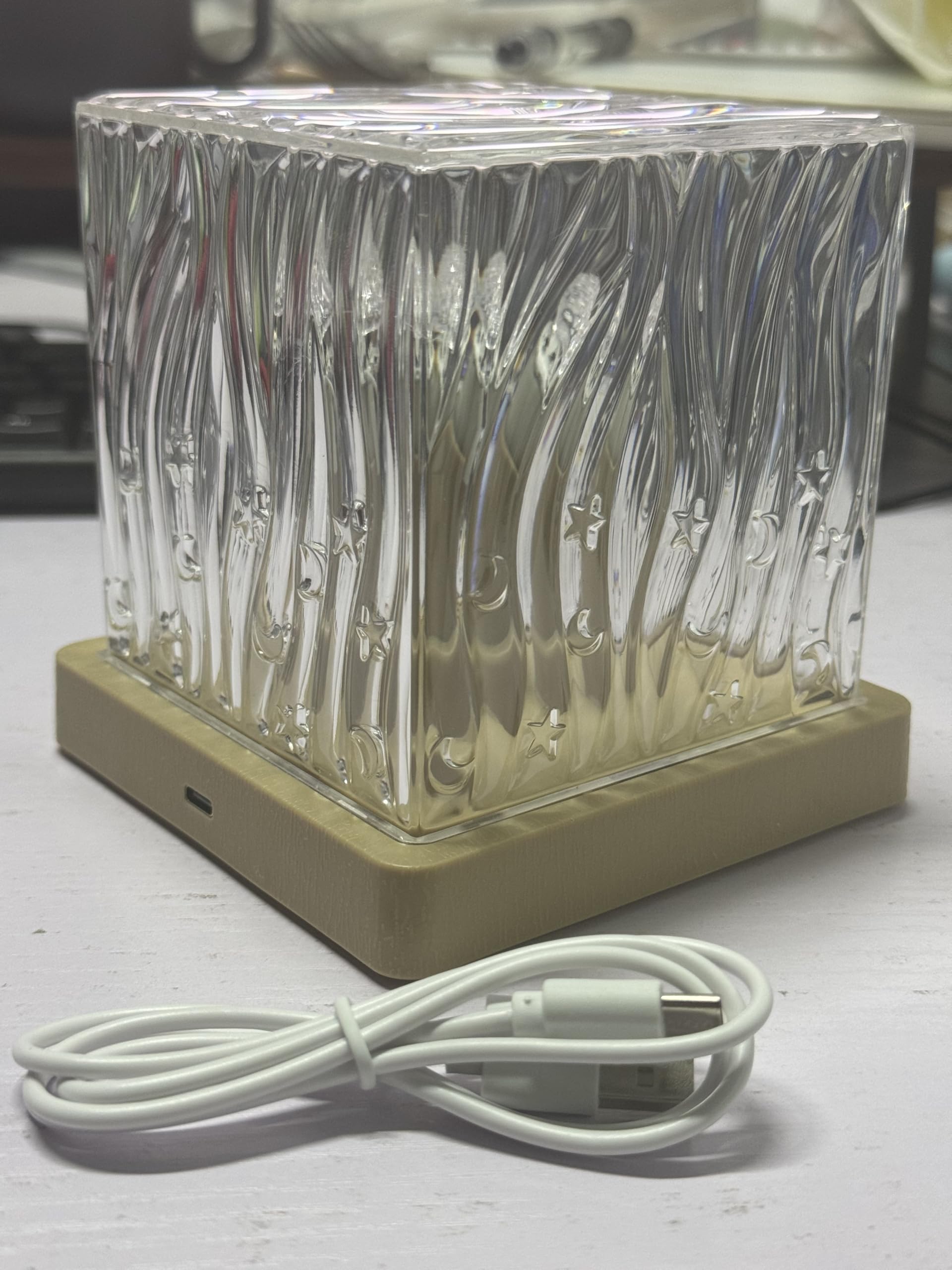 HESUSLA  Lights Projector Rechargeable, Touch Cube Color Changing Light with 16 Colors 4 Modes Dimmable Cordless Mood Lamp for Shower, Ambient Lighting for Bedroom and Bathroom: White Northern Lights