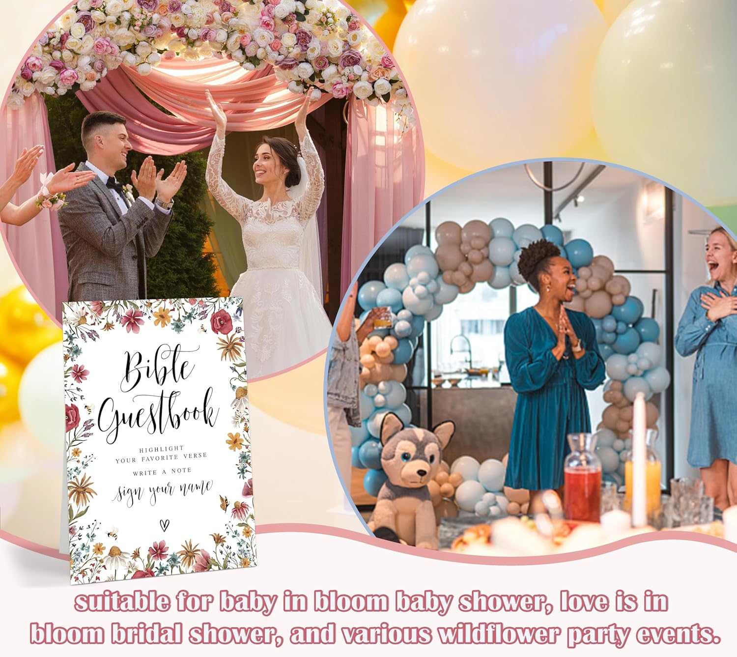 Bible Guestbook Sign, 8 x 11 Inch Floral Guest Book Sign, Love Is In Bloom Bridal Shower Decorations for Wedding Reception, Baby In Bloom Baby Shower Decorations for Gender Reveal Party Favors - Image 5
