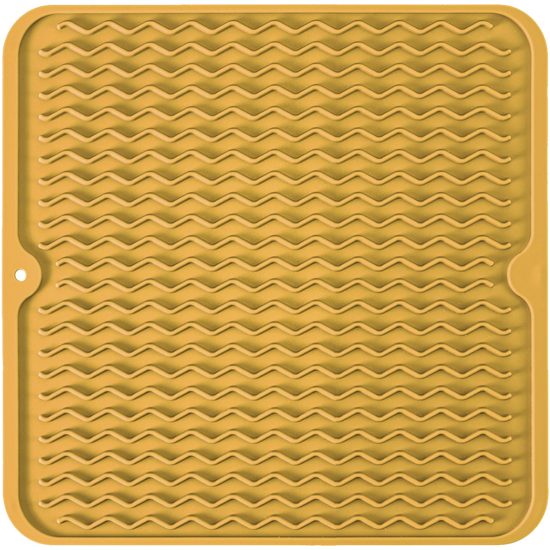 Silicone Dish Drying Mat for Multiple Usage, Easy clean, Eco-friendly, Heat-resistant Dish Drainer Mat for Kitchen Counter,Sink,Refrigerator or Drawer liner (12" x 12", Yellow)