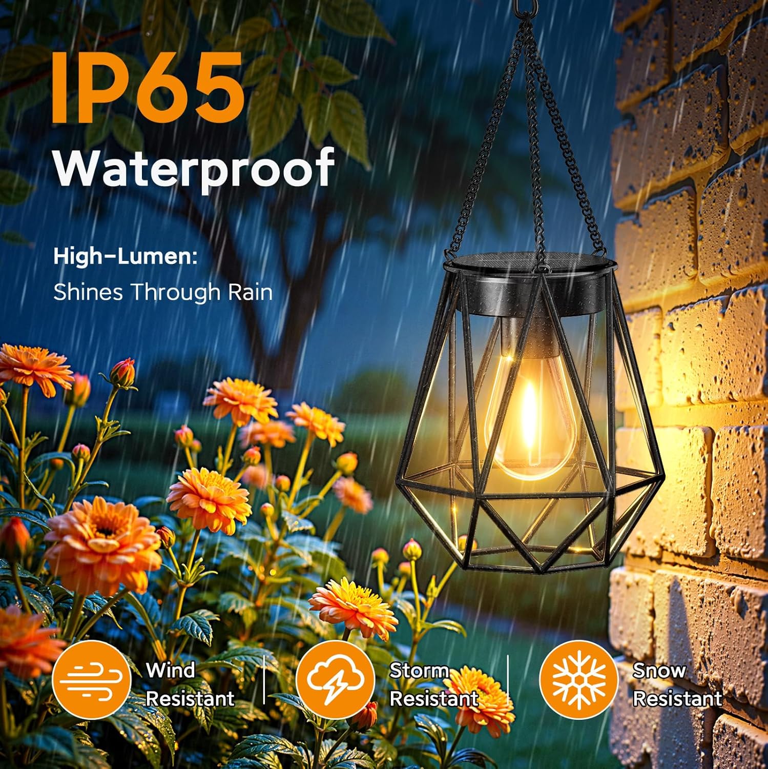 KOOPER 2 Pack Hanging Solar Lanterns Outdoor Waterproof, Metal Hanging Solar Lights for Outside, Upgraded Brighter Outdoor Lanterns Decorative for Garden Patio Yard Porch Gifts for Women Mom Grandma
