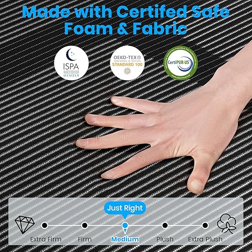 Miniatura 6 de Colchón California King, colchón California King de espuma viscoelástica de 10 pulgadas con funda extraíble transpirable, lavable, cama de gel