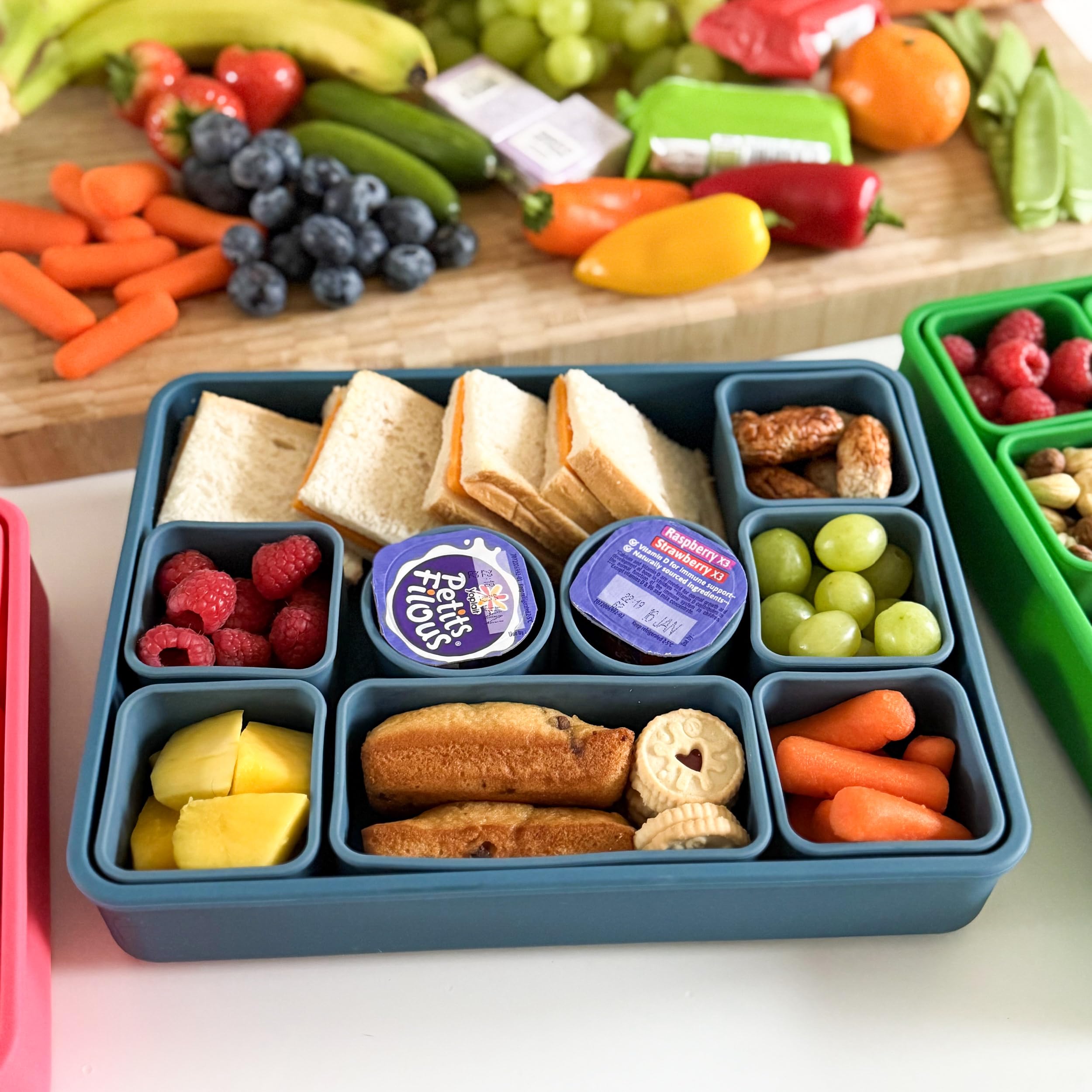 Pick Plate Blue Snackle Box | 10 Compartments | Divided Removable Snack Organiser For Veg, Fruits. Cheese, Meats, Nuts | Travel Snacks Or Snack Container For Home | Kids And Adults | Drop Proof (Blue)