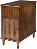 Narrow Side Table with Drawer & Storage Cabinet, Vintage Small Rattan Bedside Table with Storage, Walnut Bedside Table for Small Space Sofa Tables for Living Room, Walnut BZ-D0245-LWA