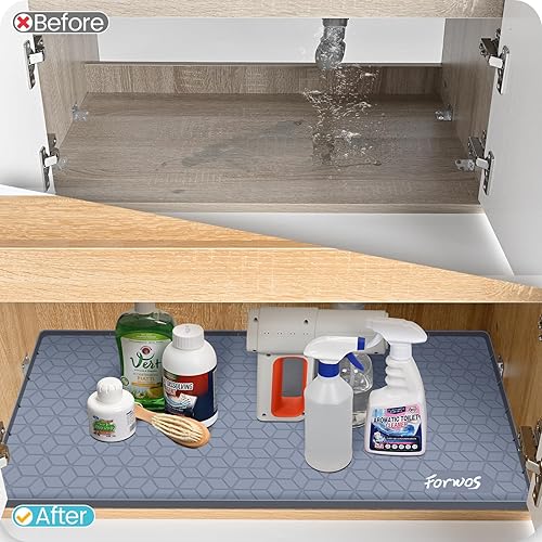 Miniatura 6 de Under Sink Mat, 34" x 22" Extra Thick Silicone Mats for Kitchen Waterproof, Under Sink Cabinet Organizers and Storage, Sink and Cabinet Protector,