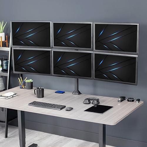 Miniatura 2 de VIVO Monitor hexagonal de acero de 23 a 32 pulgadas LED LCD soporte de escritorio, soporte de computadora VESA articulado resistente, con capacidad