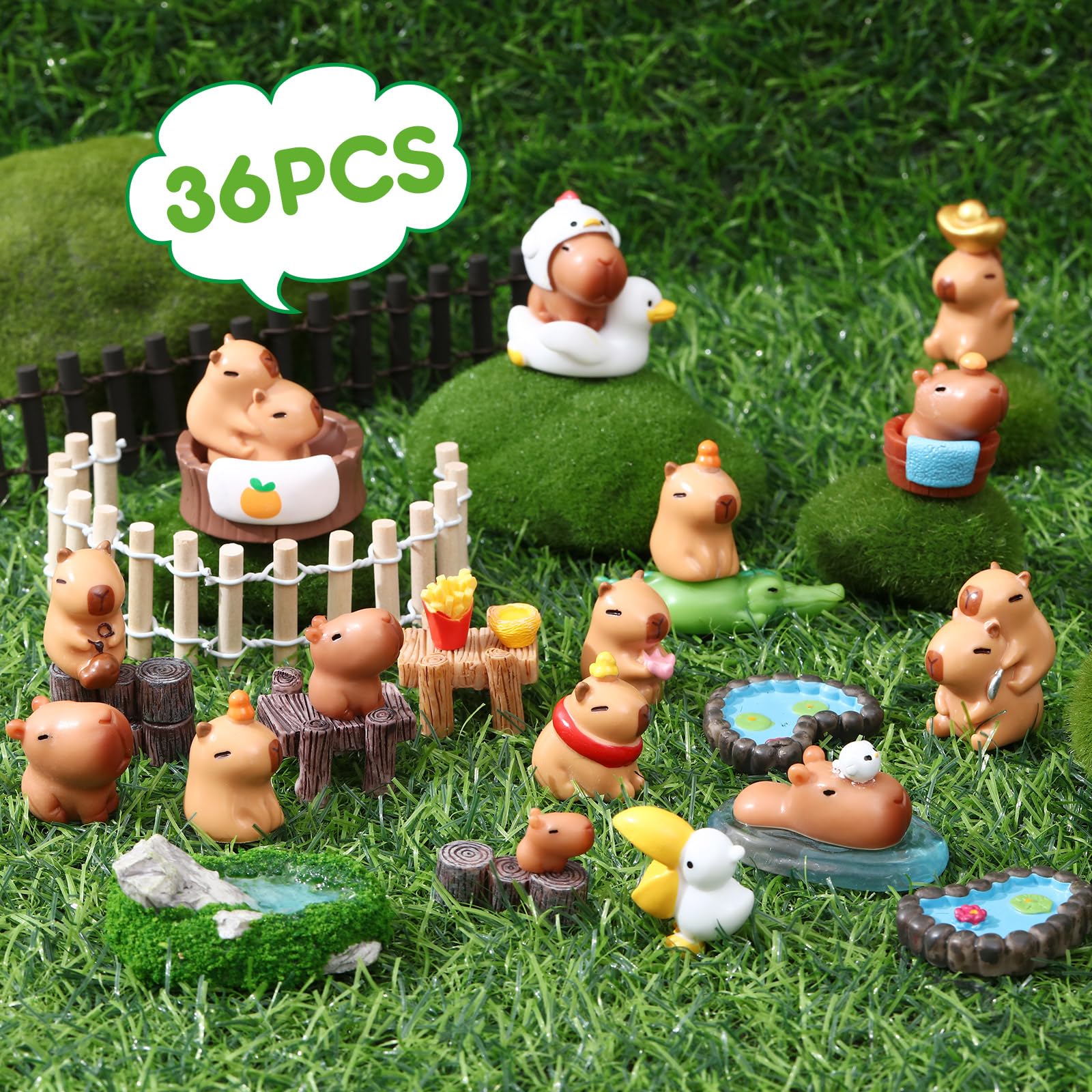 Hoohnnaa 50 Pcs Glow In The Dark Capybara Mini Figurines - Small Resin Animals For Garden & Cake Decor