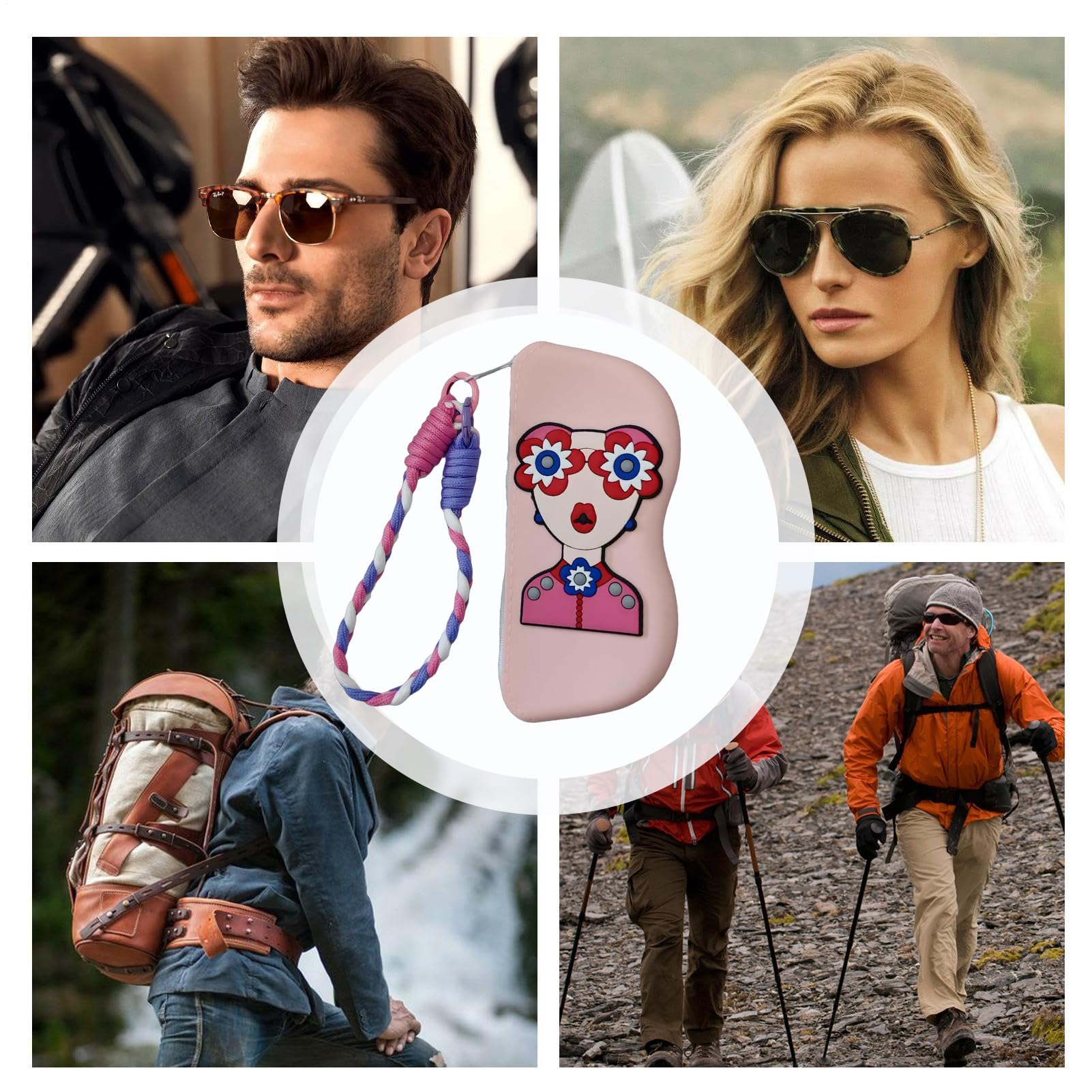 Generico Astucci Portaocchiali per Donna | Astuccio Occhiali Divertente Per Donna,Borsetta Portatile con Cerniera in Morbido Silicone per e Conservazione Occhiali all'Aperto