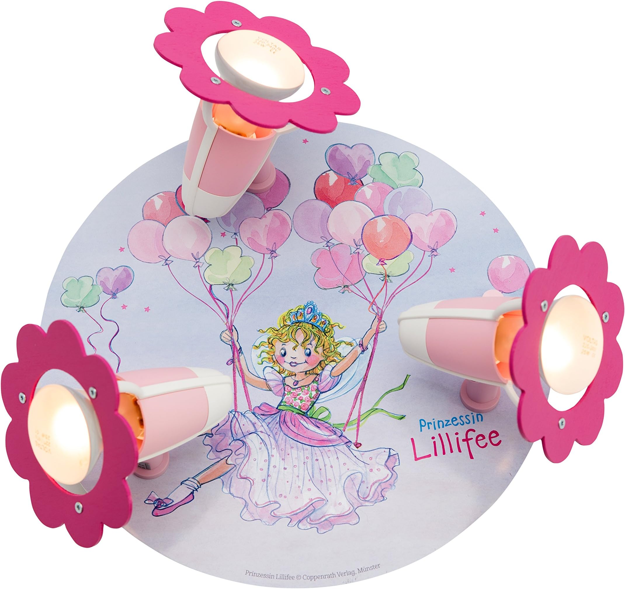 Elobra Princess Lillifee Balloon Swing Wall and Ceiling Light, Pink Wooden 130926 [Energy Class A++]