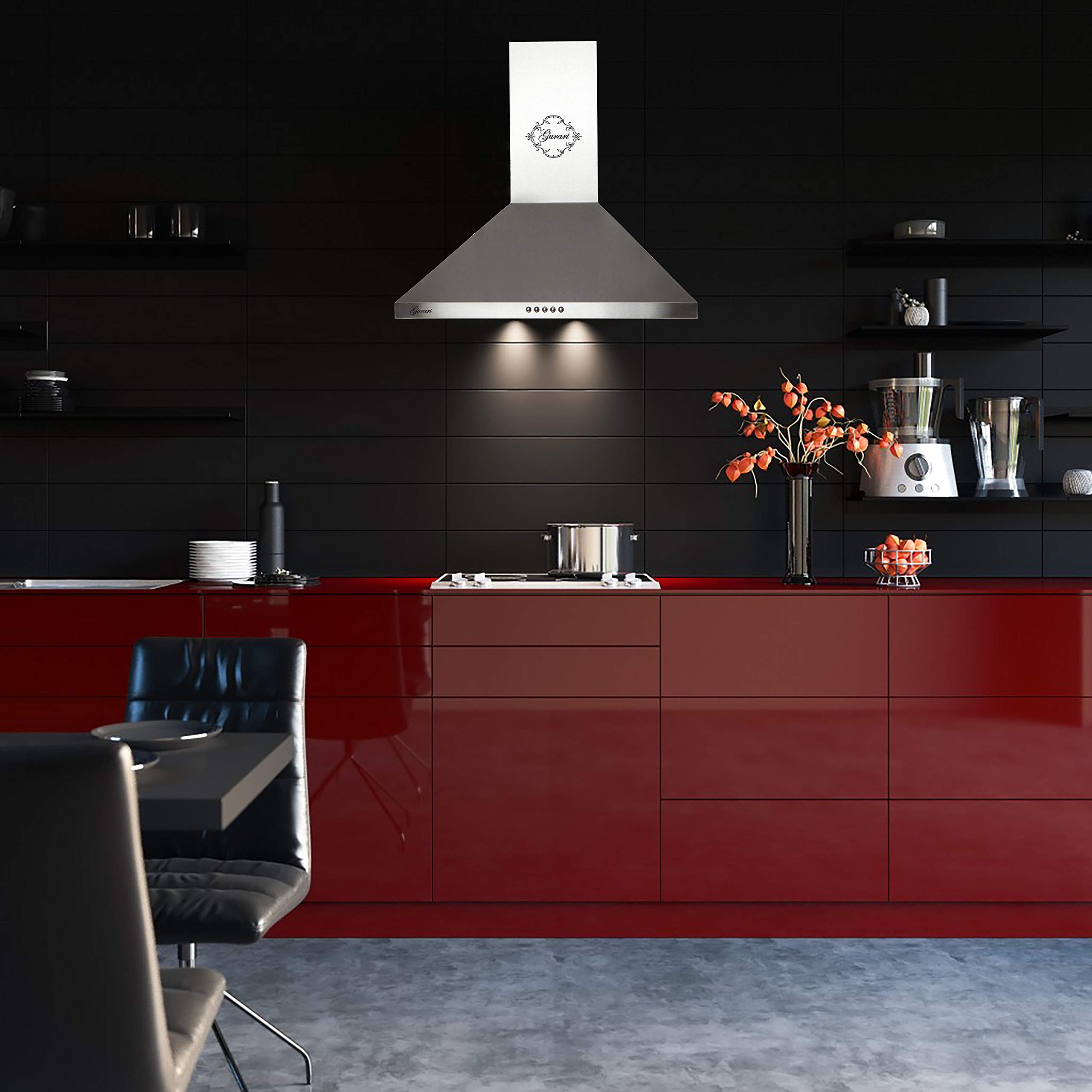 Gurari C 147 Hotte aspirante murale 50 cm •1000m³/h•Hotte murale Luxe fabricant Gurari • 3 vitesses •1000m³/h •LED •Hotte Inox • Recirculation possible
