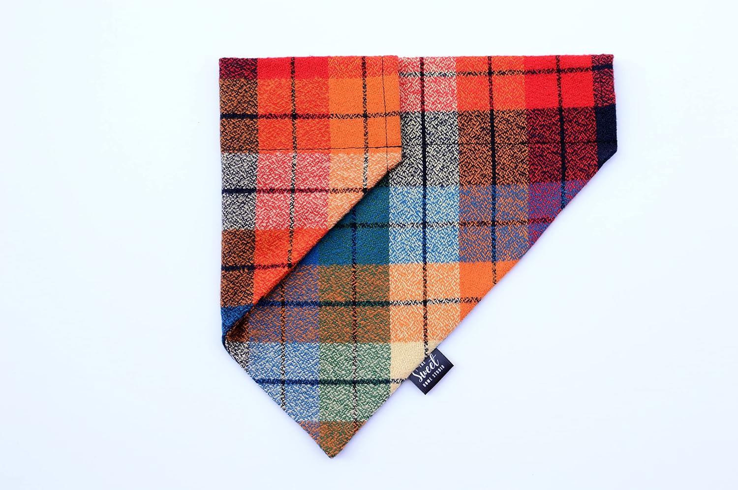 Fall Plaid Over The Collar Dog Bandana Perfect for Halloween, Thanksgiving, Christmas, no tie Slip on pet Bandana for Autumn and Winter (Ombre Plaid, X-Large)