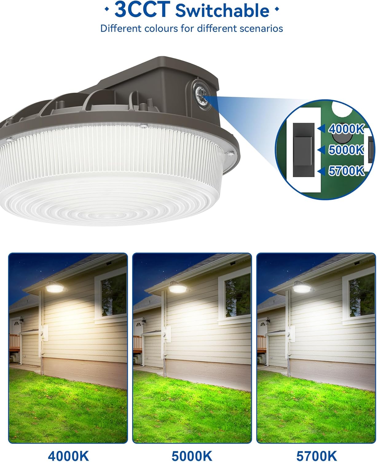 LTBLIGHT LED Barn Lights with Timed Dimming, 3CCT 150W Dusk to Dawn Outdoor Lighting with Adjustable Arm Mount, Max.22500LM Waterproof Outside Flood Lighting for Garage Street Warehouse