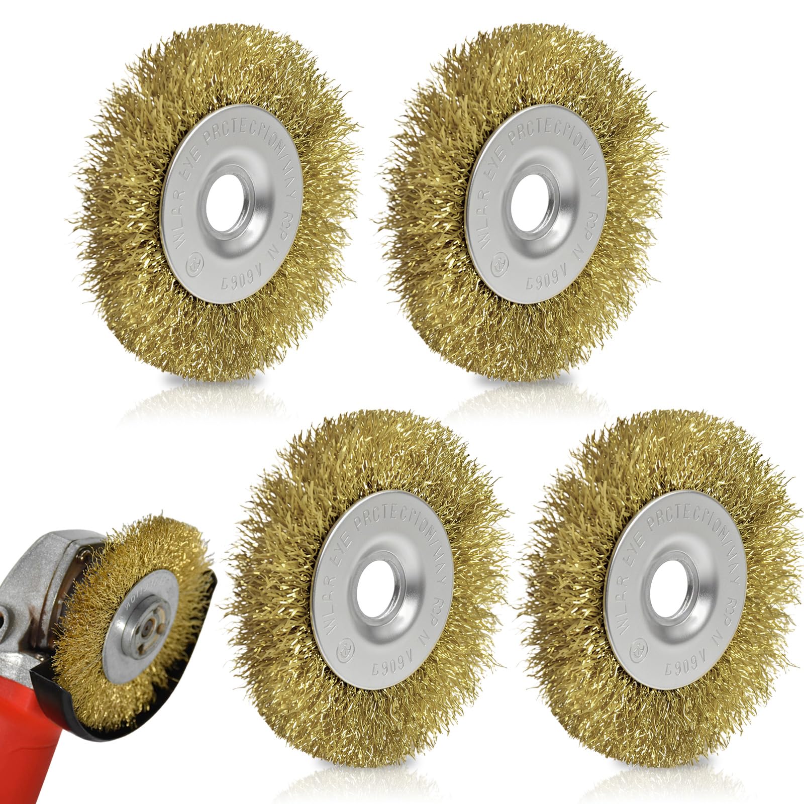 4 PCS Wire Brush Replacement for Patio Cleaner, 115 x 16 x 12mm Steel Wire Wheel Brush with Arbor Hole, High-Density Steel Wheel Cleaning Brushes for Rust Removal, Angle Grinder Wires Brushes