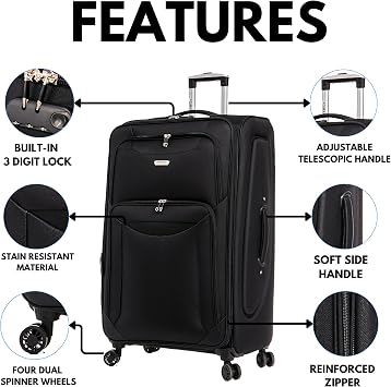 FLYMAX Cabin Carry on Flight Bag Approved Hand Luggage Case Hold Suitcase 55x35x20 Fits Ryanair Easyjet Jet 2 56x45x25