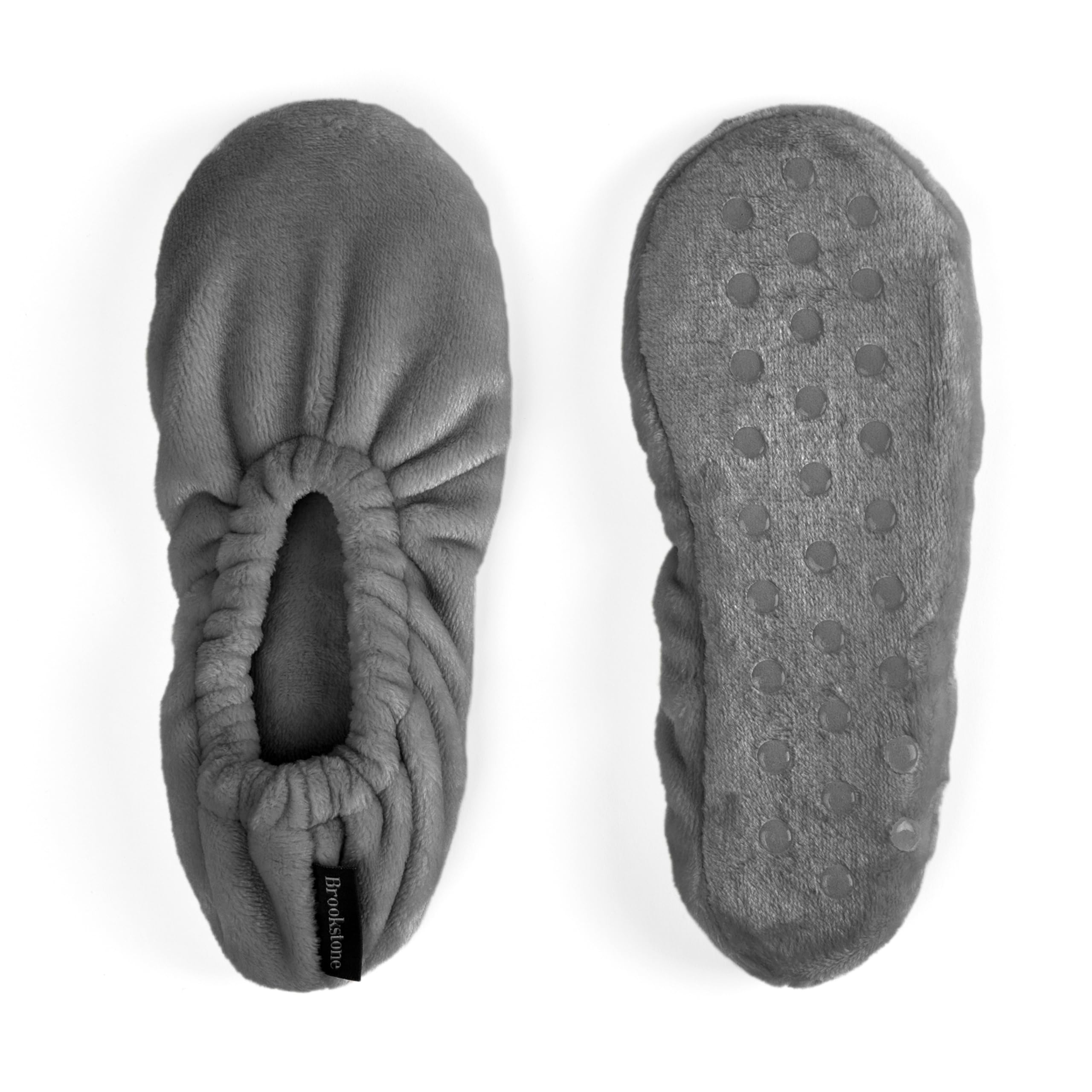 BrookstonePlush Footies Slippers with Memory Foam Insole Ultra-Soft  Sherpa Footies for Indoor Wear, Non-Skid Sole, One-Size-Fits-Most, Machine