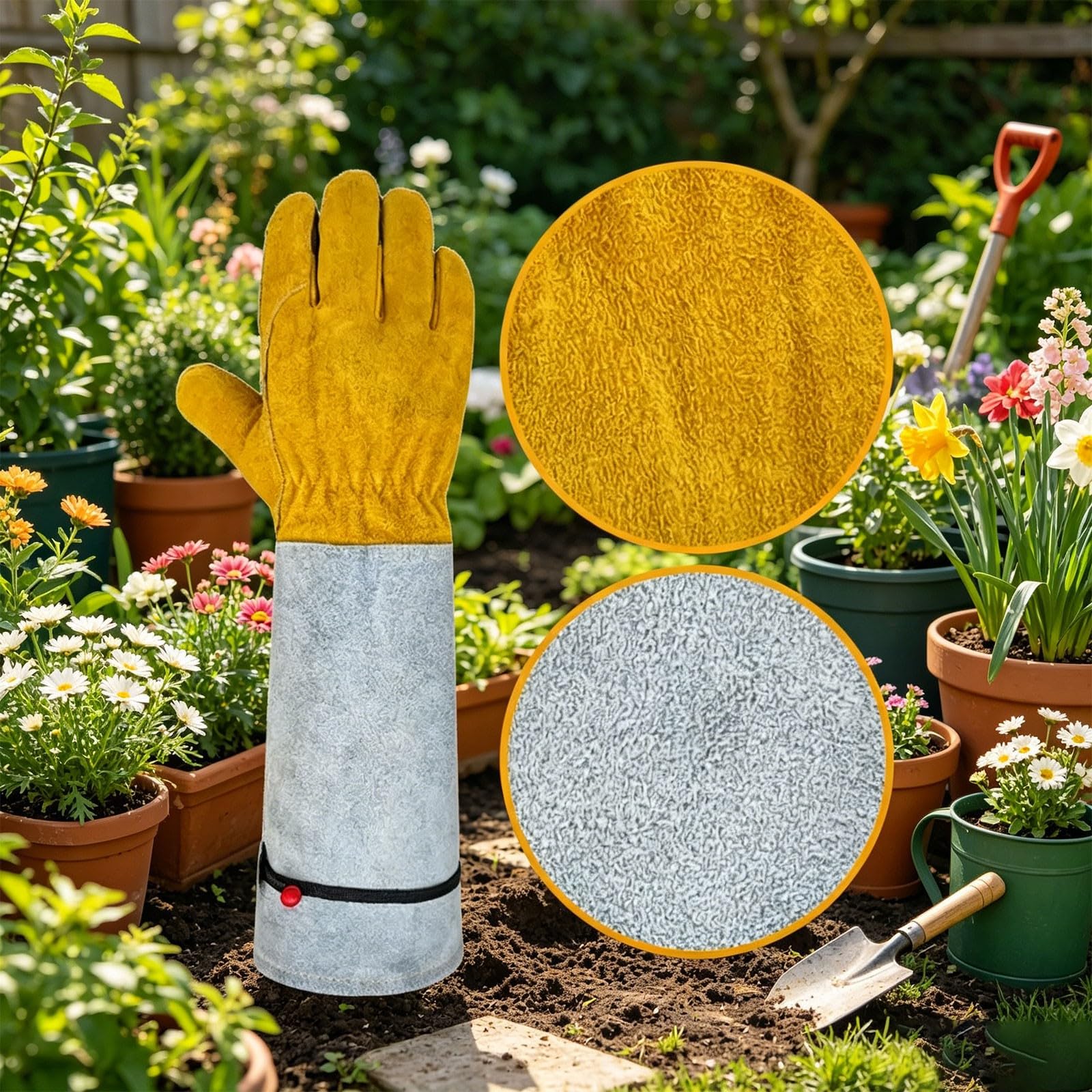 Gants de jardinage anti-poignets, en cuir de vachette imperméable, longs gants de protection pour travaux de cour, taille de rose, protection des animaux de compagnie, soudure, conception épaisse et