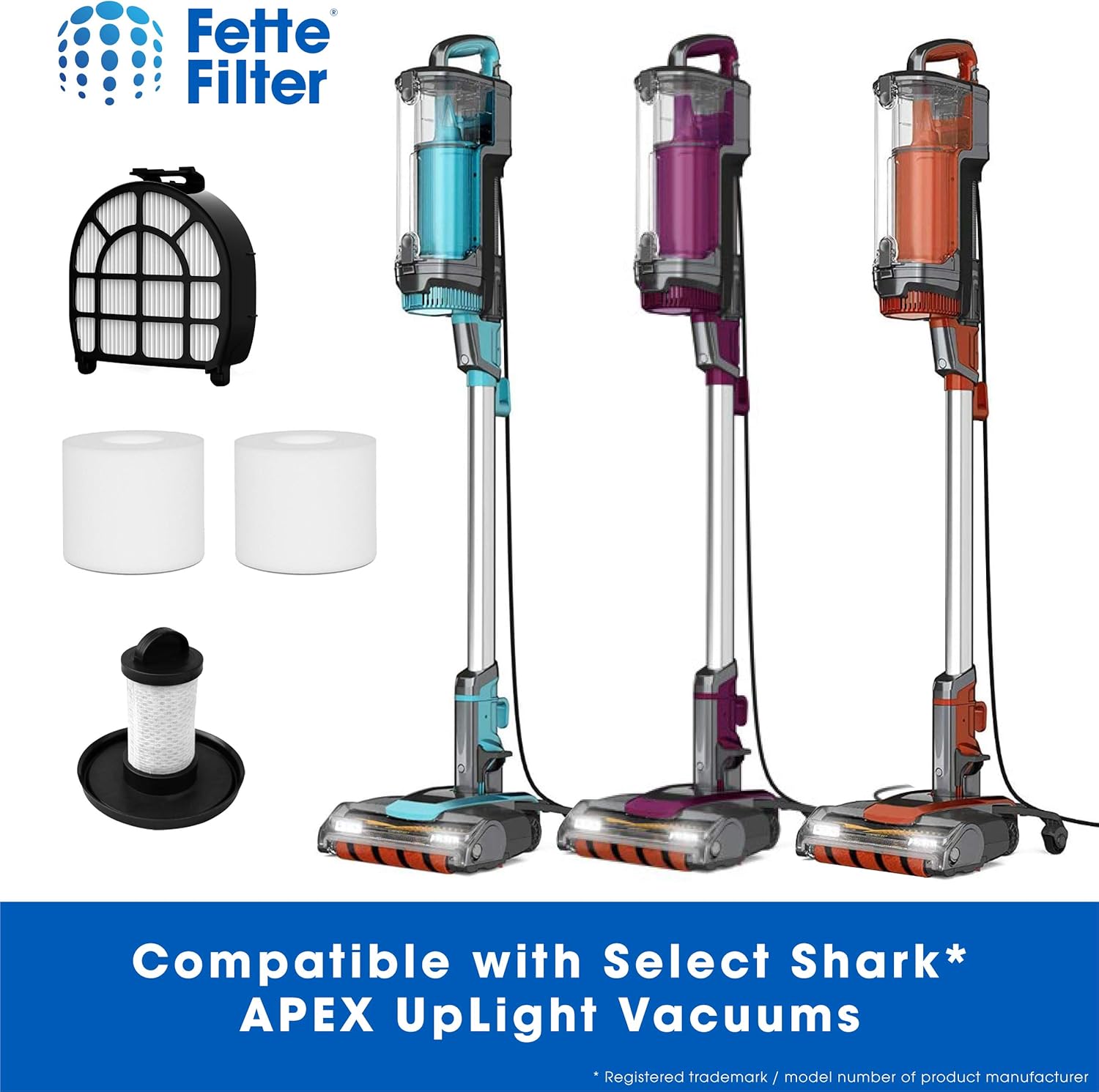 Fette Filter - Vacuum Filter kit Compatible with Shark APEX UpLight Lift-Away DuoClean Vacuums - 2 Foam + 1 Felt Filter Support Kit + 1 HEPA. Compare to Parts #XHFFC600 & #XFFLZ600 (Fits LZ600, LZ601, LZ602, LZ602C,QU602QBK, QU602QBL, QU602QBX, QU602QPK, QU603QBK, QU603QBL, QU603QPK, QU603QRW) : Home & Kitchen