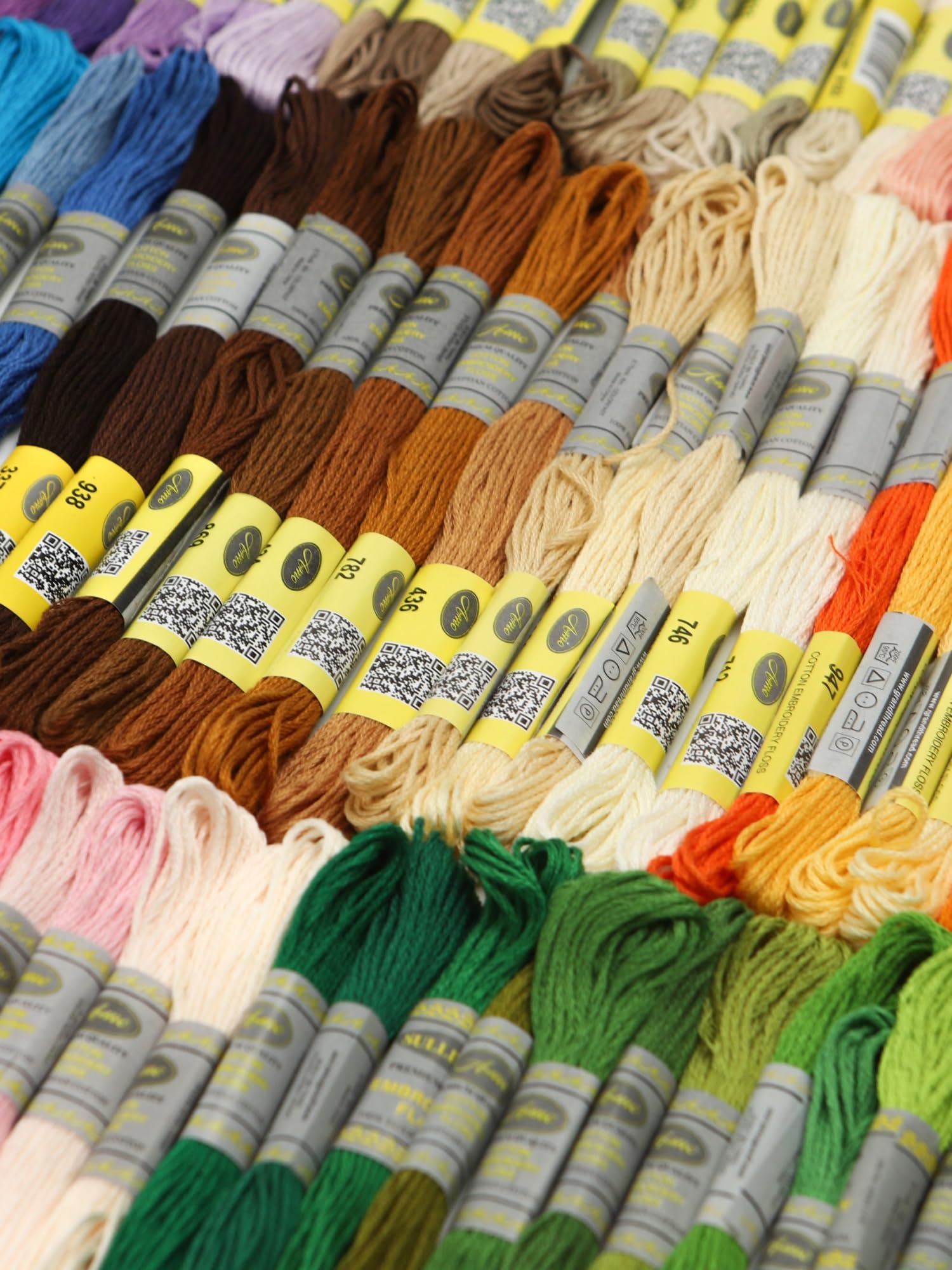 Stickgarn-Set, 505 Farben, langfaserige Baumwolle, 8 Meter pro Knäuel, ideal zum Nähen, Basteln und Quilten
