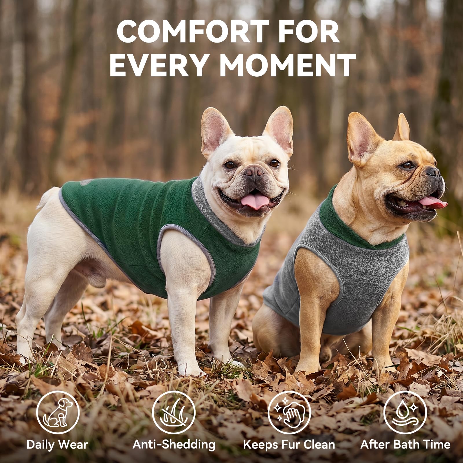 cyeollo Paquete de 2 suéteres de forro polar para perros pequeños, chaleco de forro polar elástico, abrigo reflectante para mascotas, ropa para perros pequeños, abrigos para niños, talla L, verde y