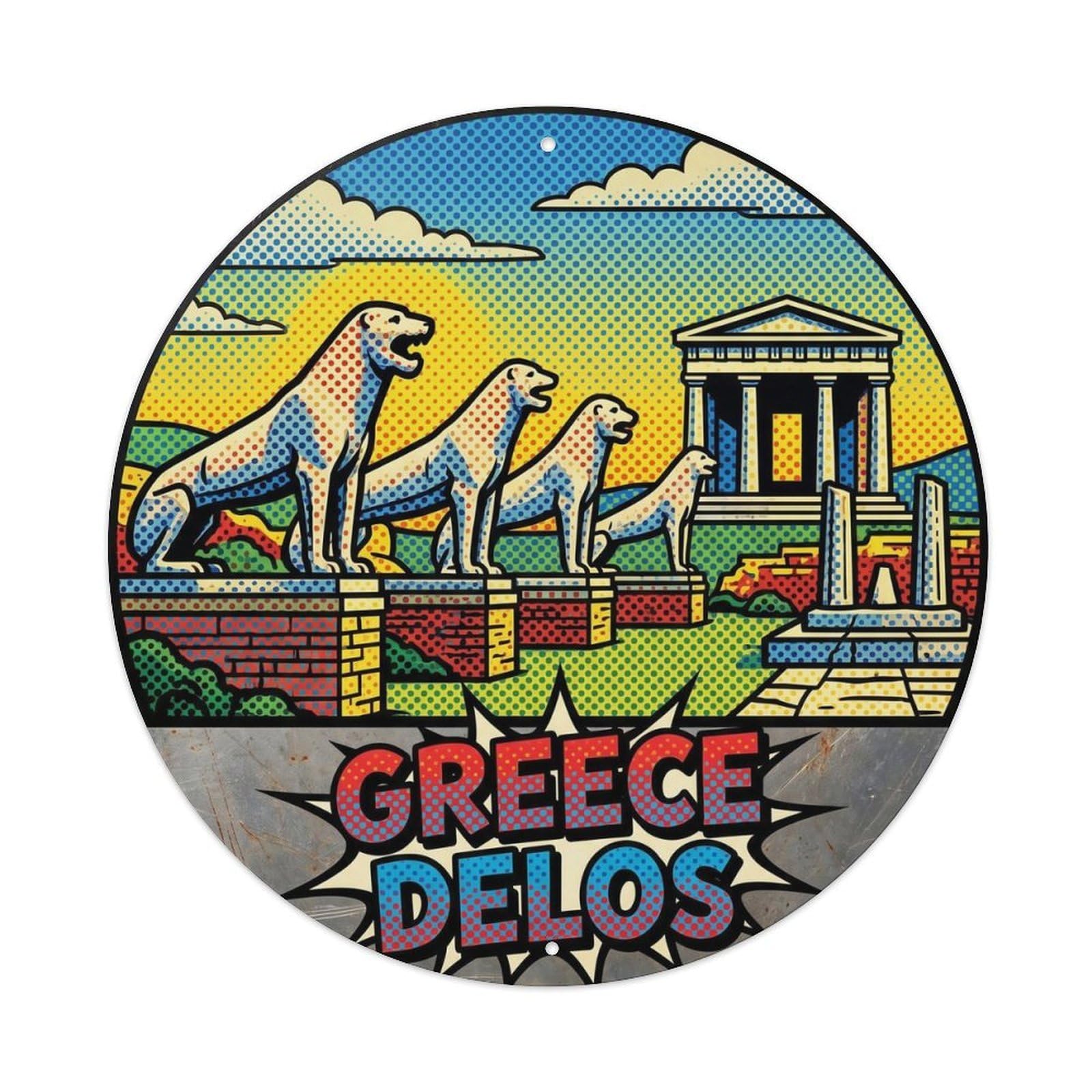 Delos Sacred Greek Graphic Pop European Journey Metal Tin Sign