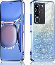 JNERBUYI Transparent Mobile Phone Case for Vivo V29 5G, Protective Case, Shockproof, Ultra Thin Exquisite Galvanised, Glitter Case for Girls, Blue