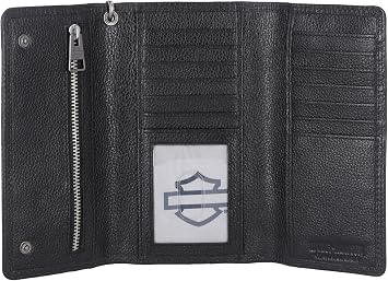 Harley-Davidson Men's Bar & Shield Patch Trucker Chain Leather Wallet - Black