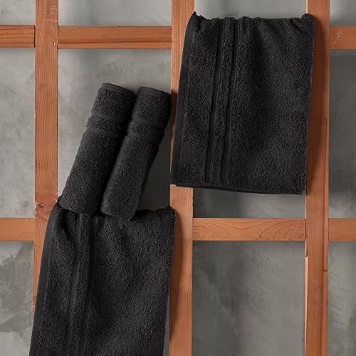 Miniatura 2 de Hawmam Linen Paquete de 4 toallas de mano de algodón turco prémium, suaves y absorbentes, toallas pequeñas para baño, negro