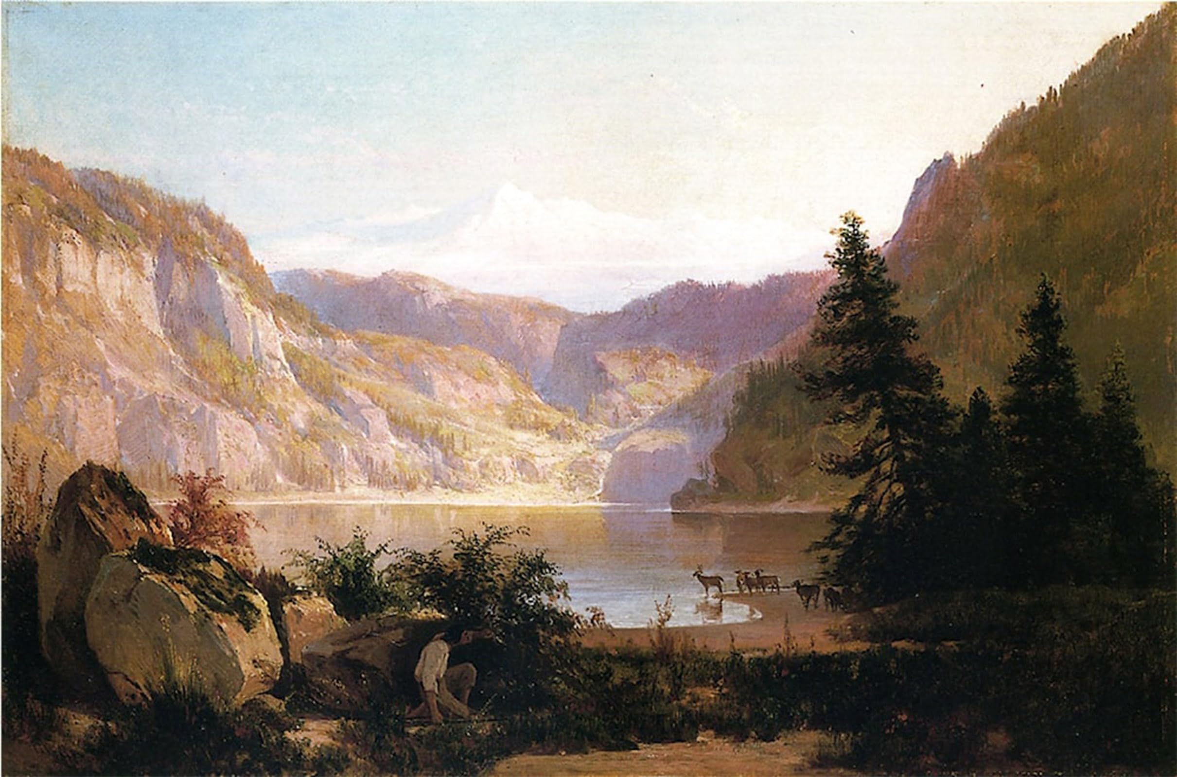ARTXLXXBN Famous Print Painting Colorful Art Print Mountain Lake by Thomas Hill Canvas Art Decorations for Home Decor 60x90cm