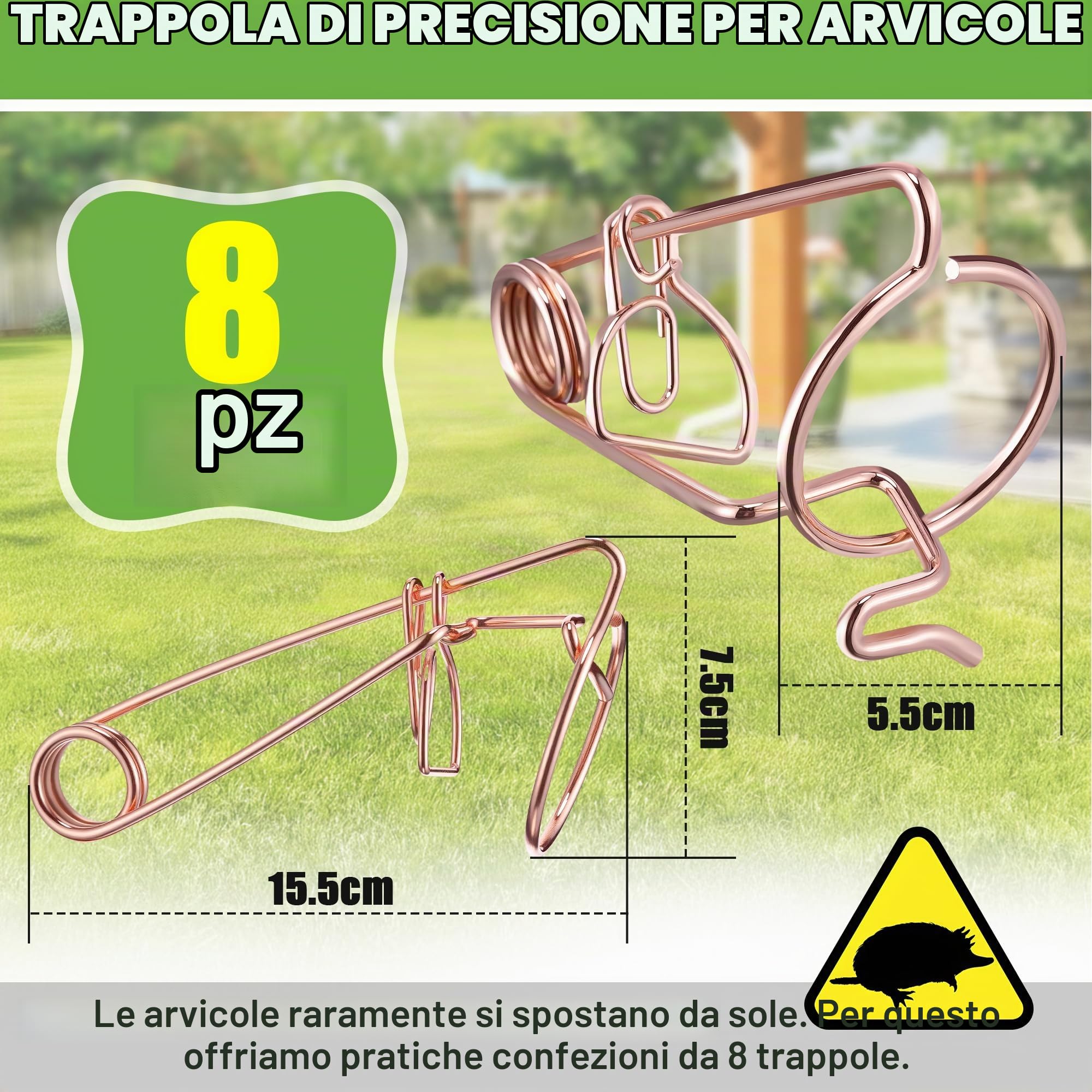 Enhon Trappola Professionale per Arvicole e Talpe, trappole per Arvicole in Filo di Acciaio ramato, efficaci Contro Arvicole Talpe in Giardino
