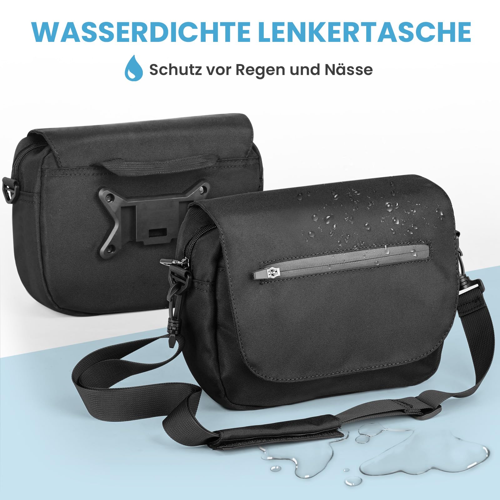 GXCROR Lenkertasche Fahrrad 5L mit Adapter, Handyhalterung, Trageschultergurt, Blitzschnell Abnehmbar, Wasserabweisende fahrradtasche Lenker, Für Stadtpendler, Reisen