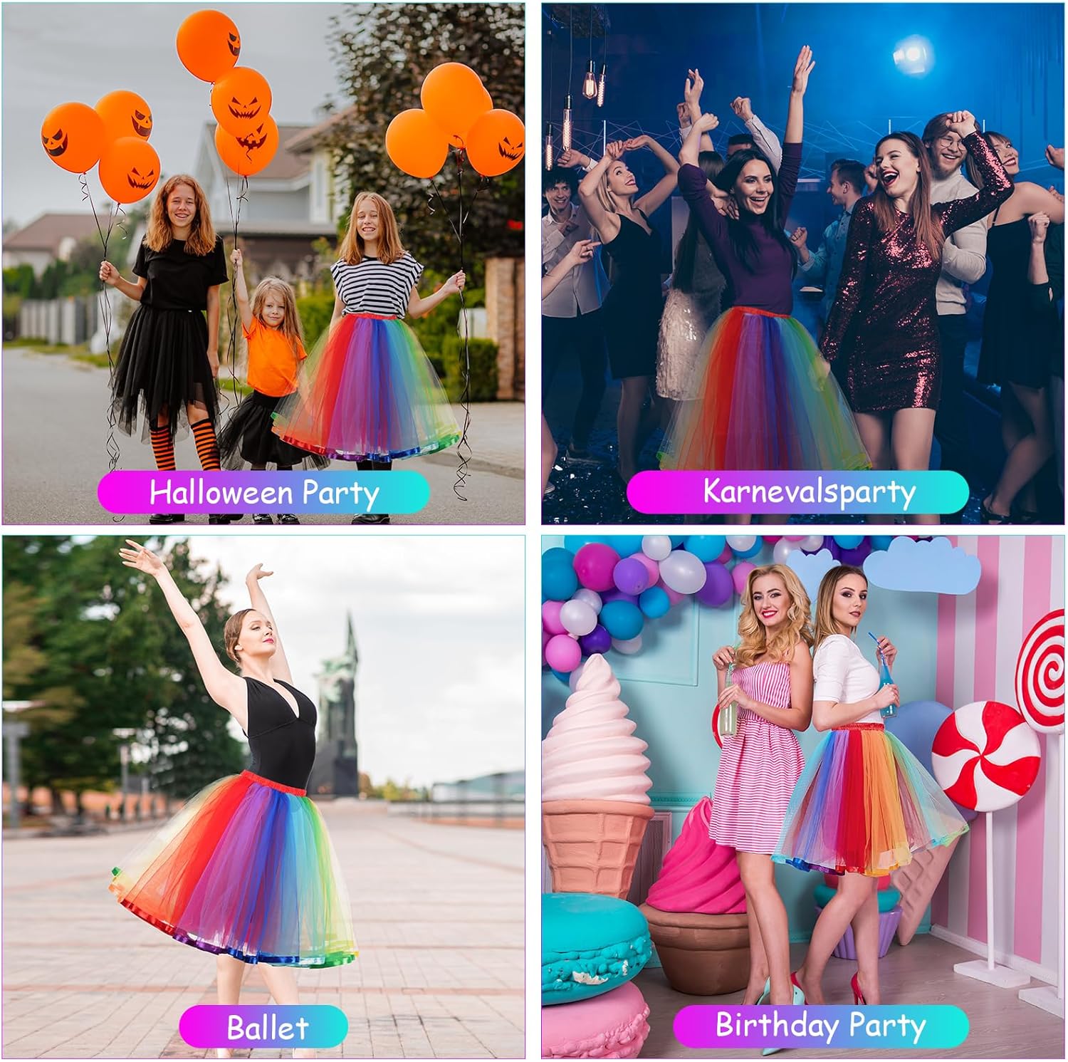 Rainbow Tutu Womens, Rainbow Skirt Rainbow Puffy Tutu Layered Tulle Petticoat Skirt for Adults Party Performances Skirts Halloween Clothes for Women - Image 6