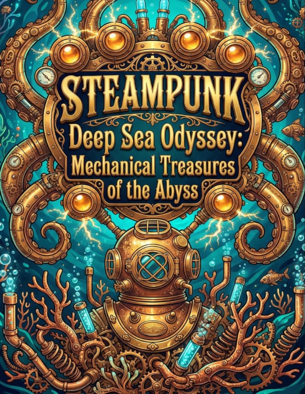 Steampunk Deep Sea Odyssey: Mechanical Treasures of the Abyss: An Adult Coloring Book Featuring Mechanical Sea Creatures, Sunken Clockwork Treasures, and Victorian Diving Suits for Stress Relief