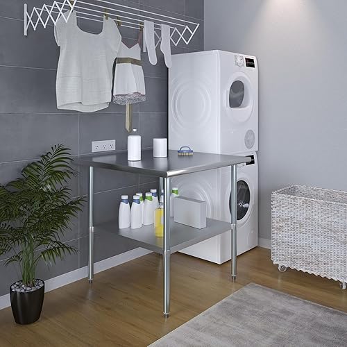 Vista 567 de AmGood Mesa de trabajo de acero inoxidable de 18 pulgadas x 36 pulgadas Mesa de preparación de alimentos de cocina de metal NSF