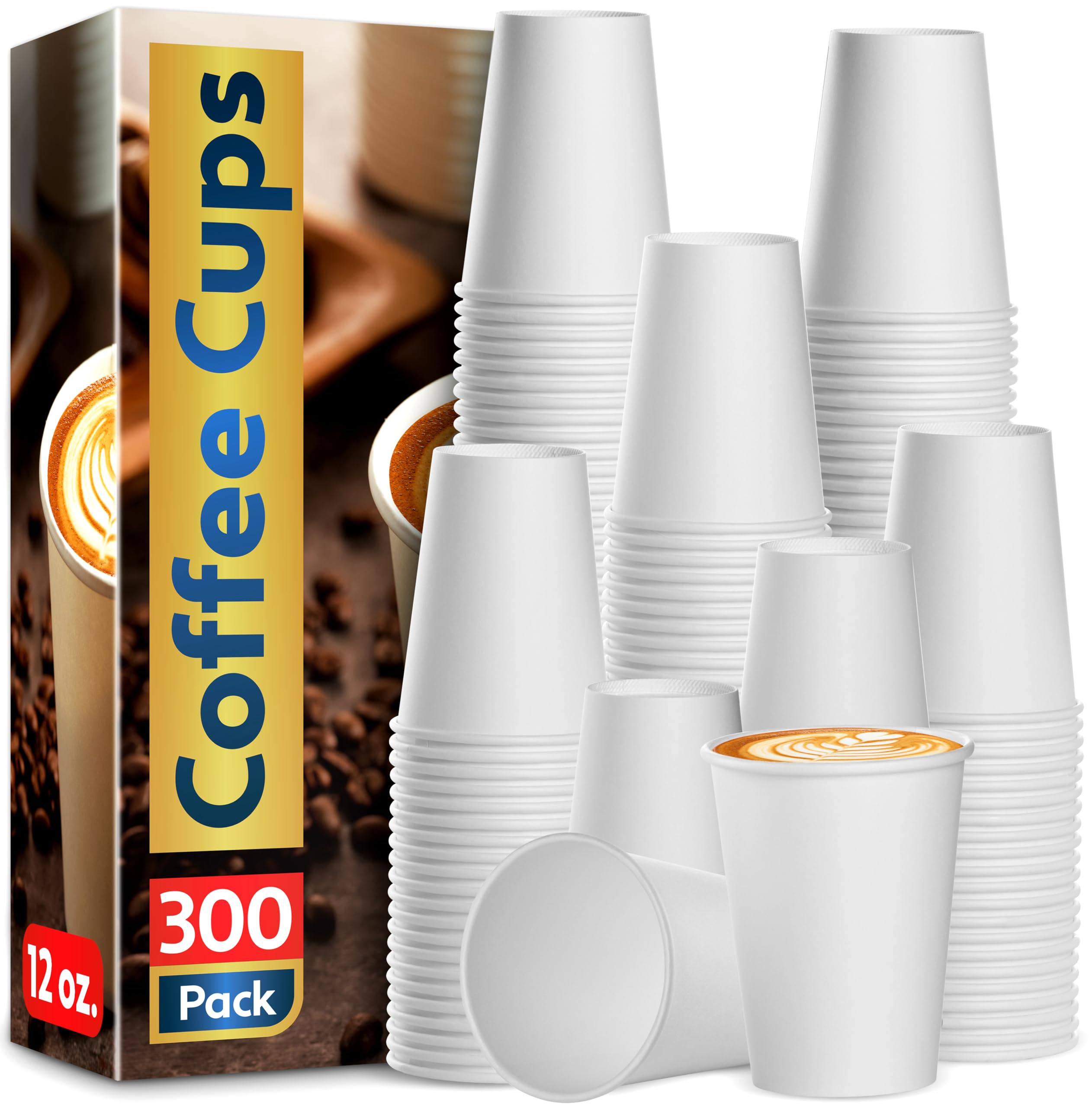 Munfix 300 Pack 12 Oz Paper Cups, Hot Coffee Cups, White Disposable ...