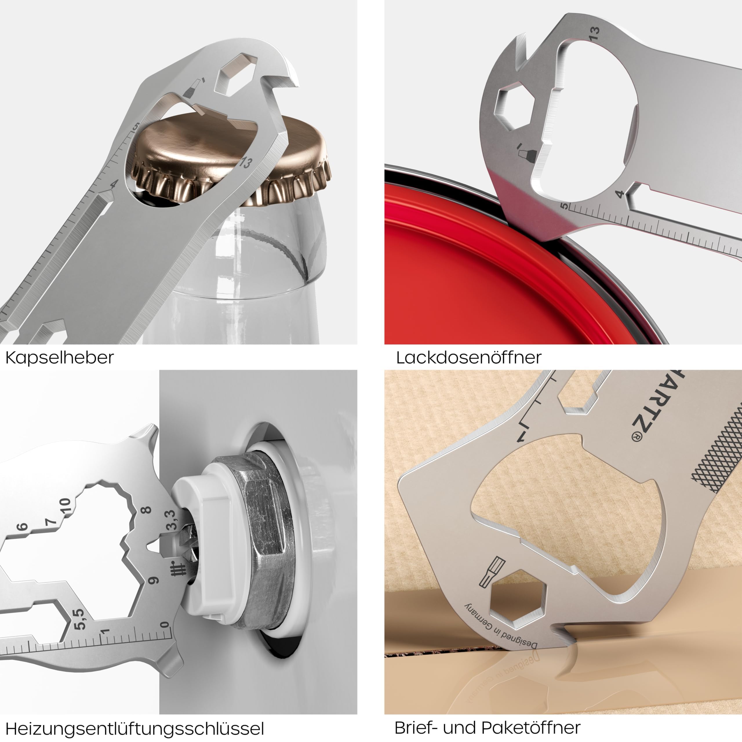 RICHARTZ Key Organizer MODER-2 Portachiavi Multitool 16 Funzioni Acciaio Inox