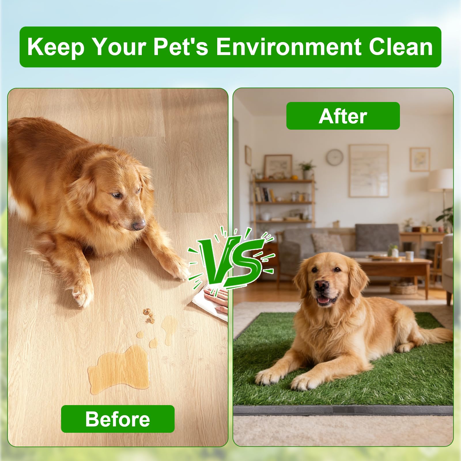 Toilette pour Chien avec Gazon Artificiel, Bac à Litière Lavable Réutilisable, 40,6 x 50,8 cm