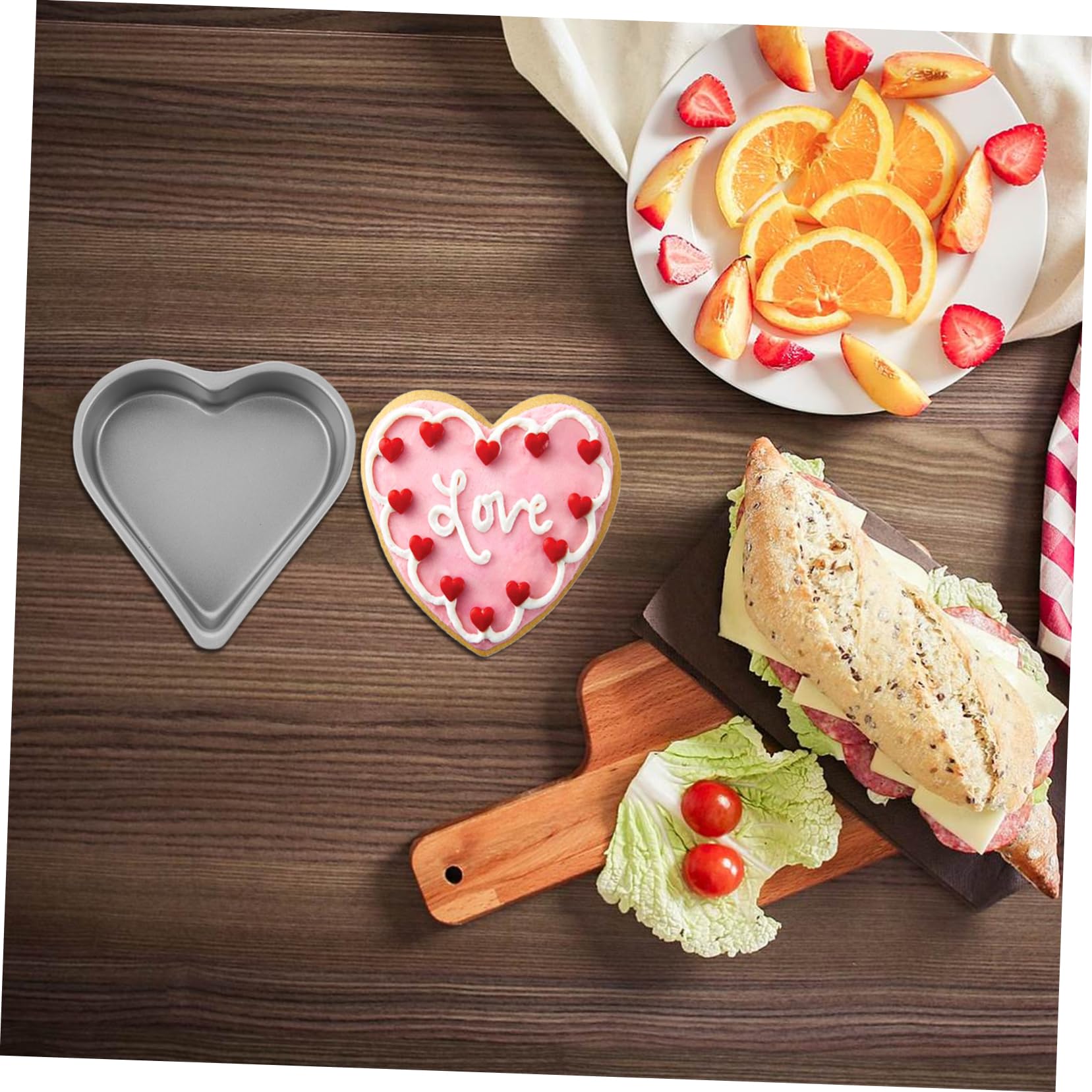 MAGICLULU 5 Sätze Kuchenform Gestell Herstellung Süßigkeitenformen Luft Backform Aus Karbonstahl Backwerkzeug Für Kuchen Herzförmige Backform Herzpfanne Kohlenstoffstahl Silver 3 Stück * 5