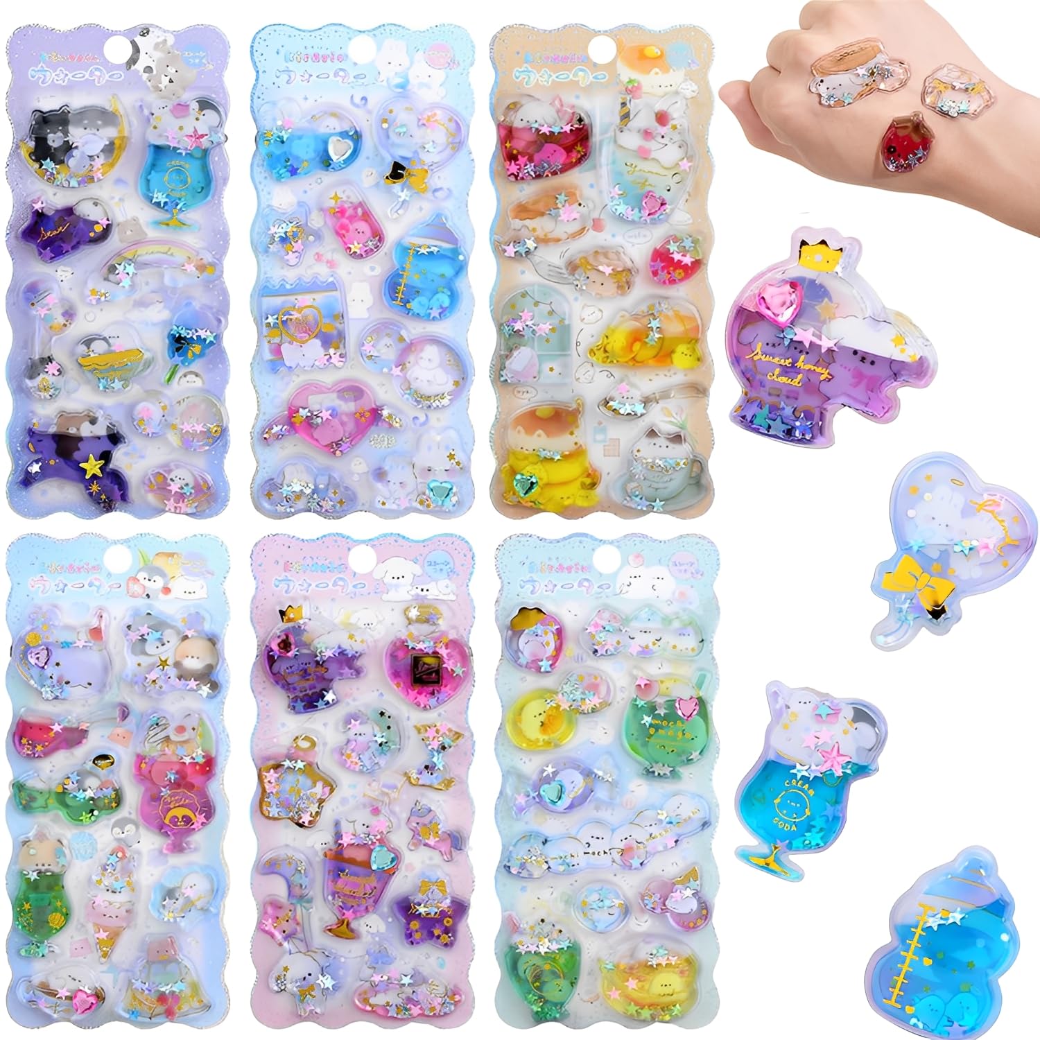 フリーダムウォーズ　プロパくんソフビフィギュア+シャツ+ステンレスボトル+シール Amazon.co.jp: 水入りシール ぷくぷく 3D立体ステッカー 6枚セット